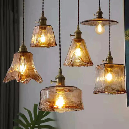 Modern Brass Glass Pendant Light