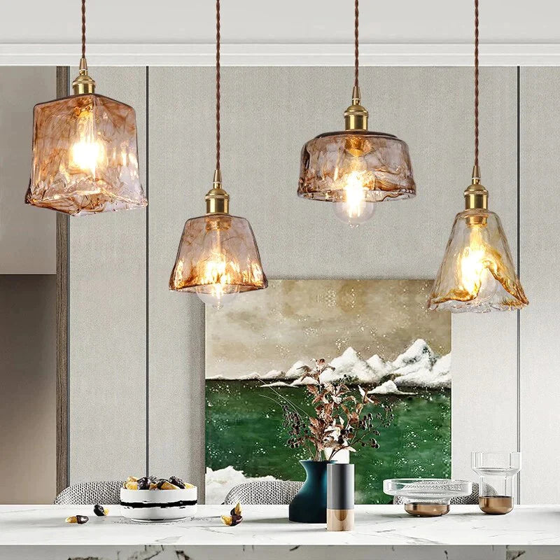 Modern Brass Glass Pendant Light