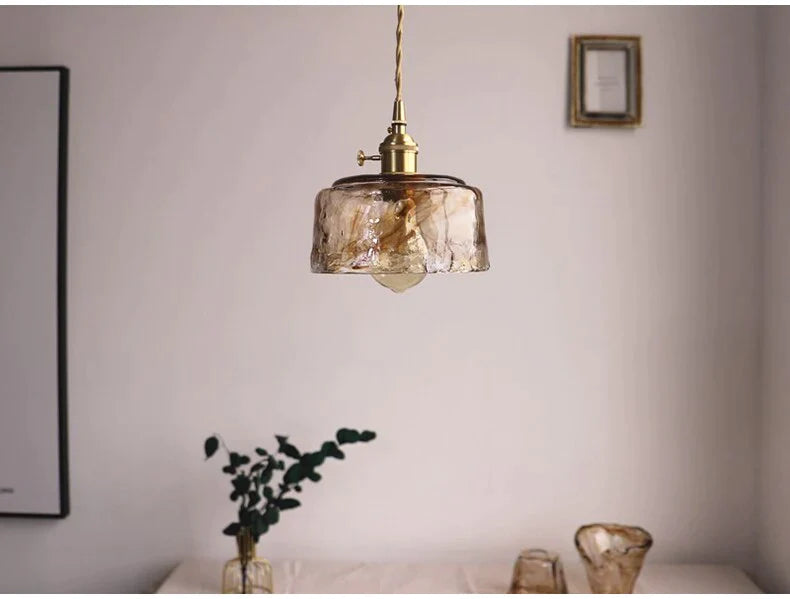 Modern Brass Glass Pendant Light