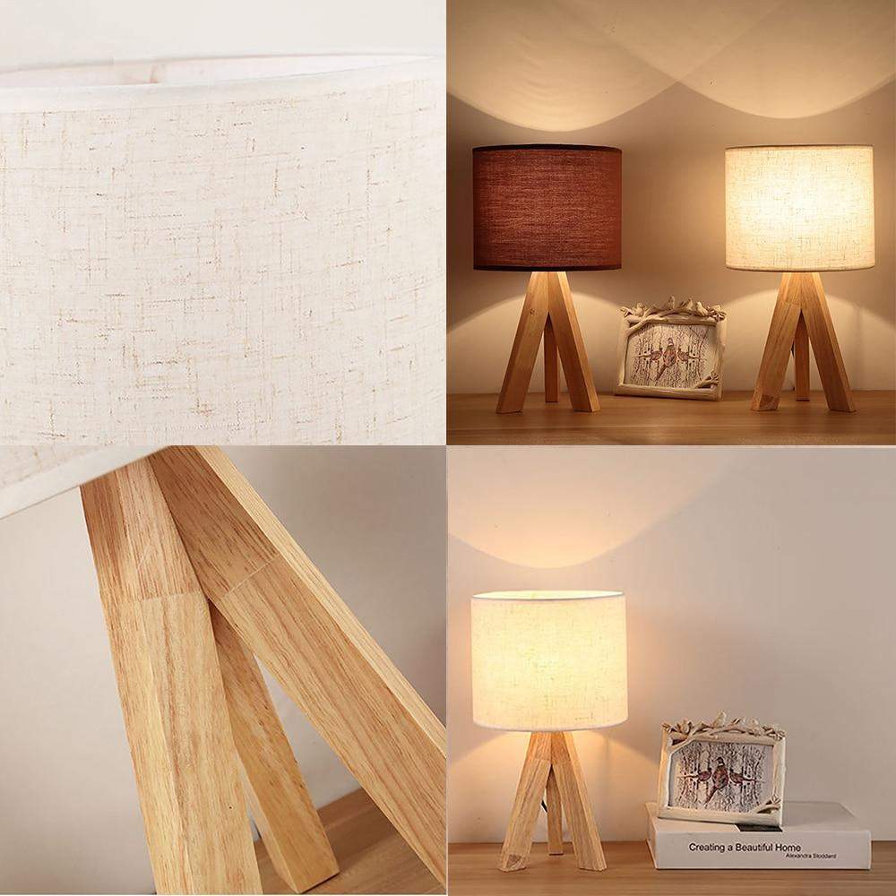 Modern Wood Bedside Lamp