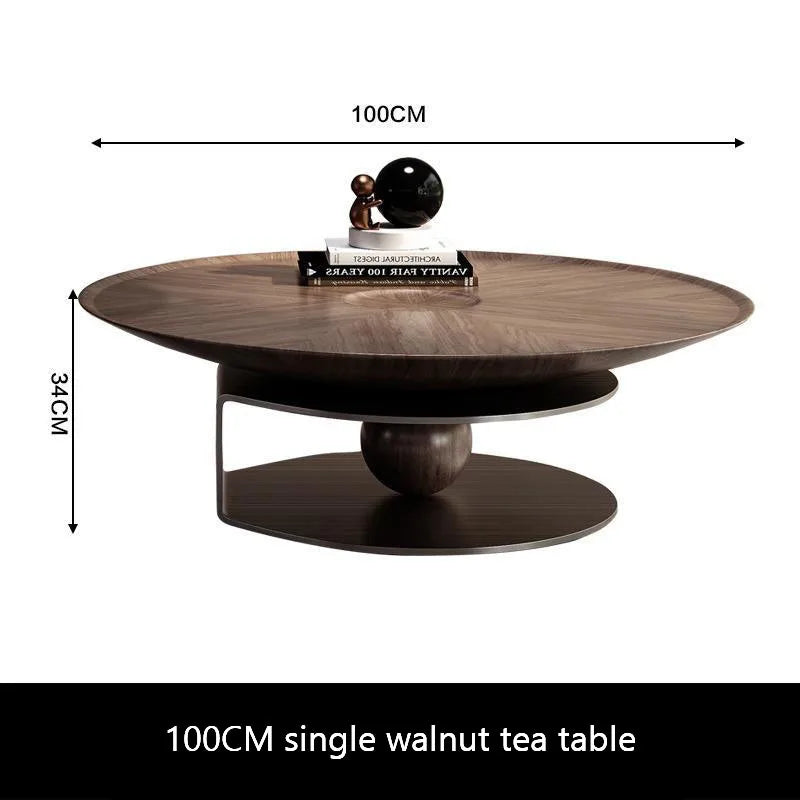 Walnut Lines Round Coffee Table Set