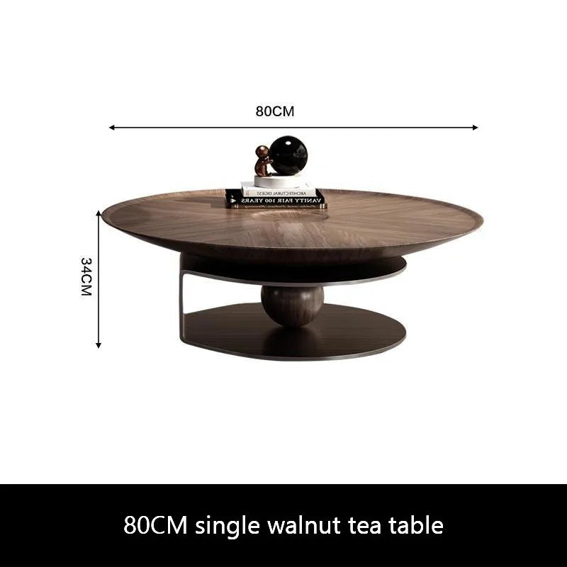 Walnut Lines Round Coffee Table Set