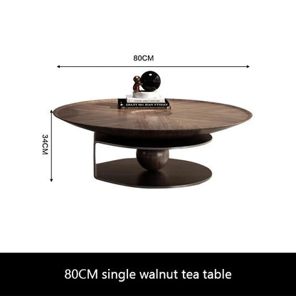 Walnut Lines Round Coffee Table Set