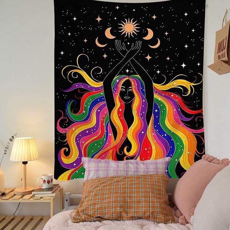 Moon Phase Girl Tapestry