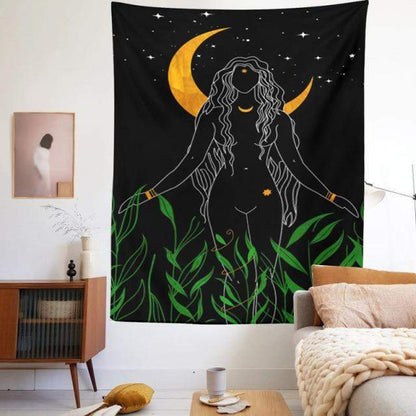 Moon Phase Girl Tapestry