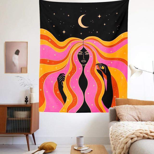 Moon Phase Girl Tapestry