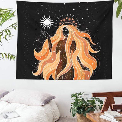 Moon Phase Girl Tapestry