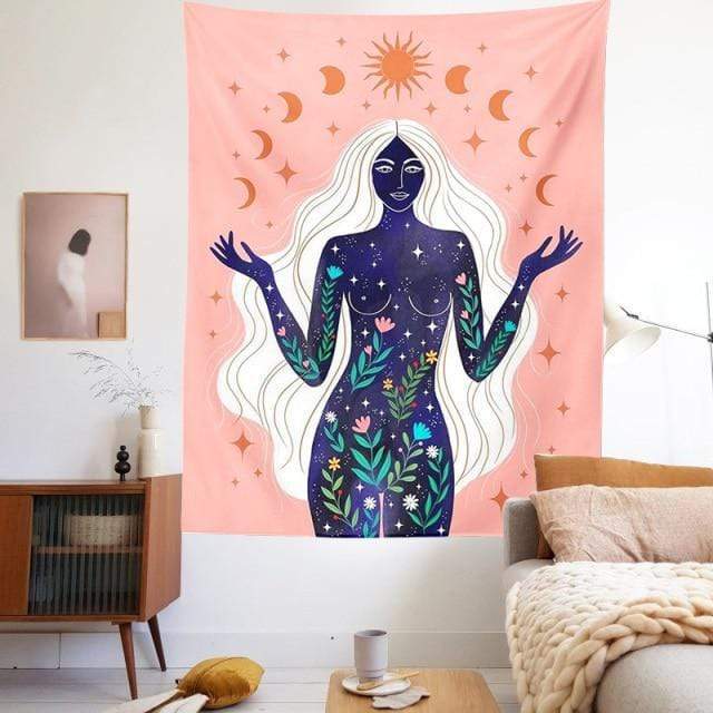 Moon Phase Girl Tapestry