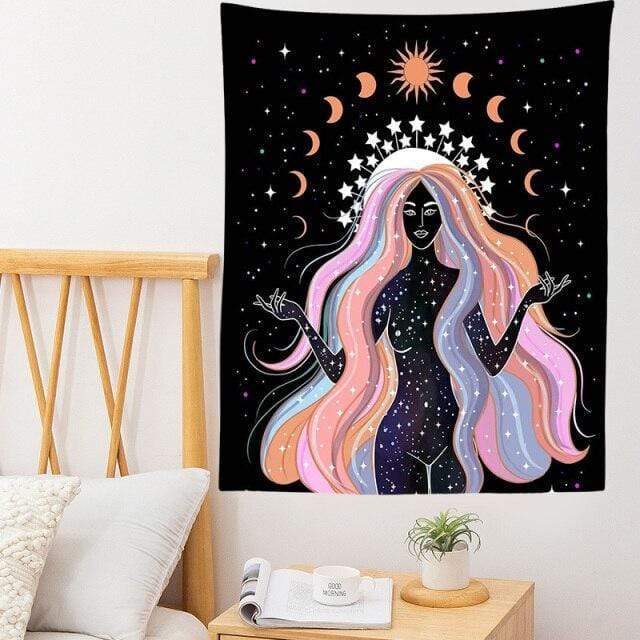 Moon Phase Girl Tapestry