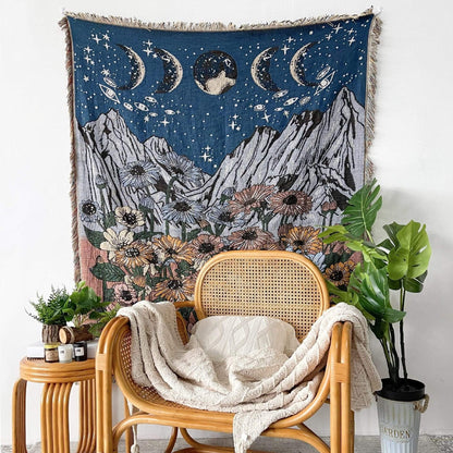 Moon Phases Garden Throw Blanket blanket garden moon phases throw weather