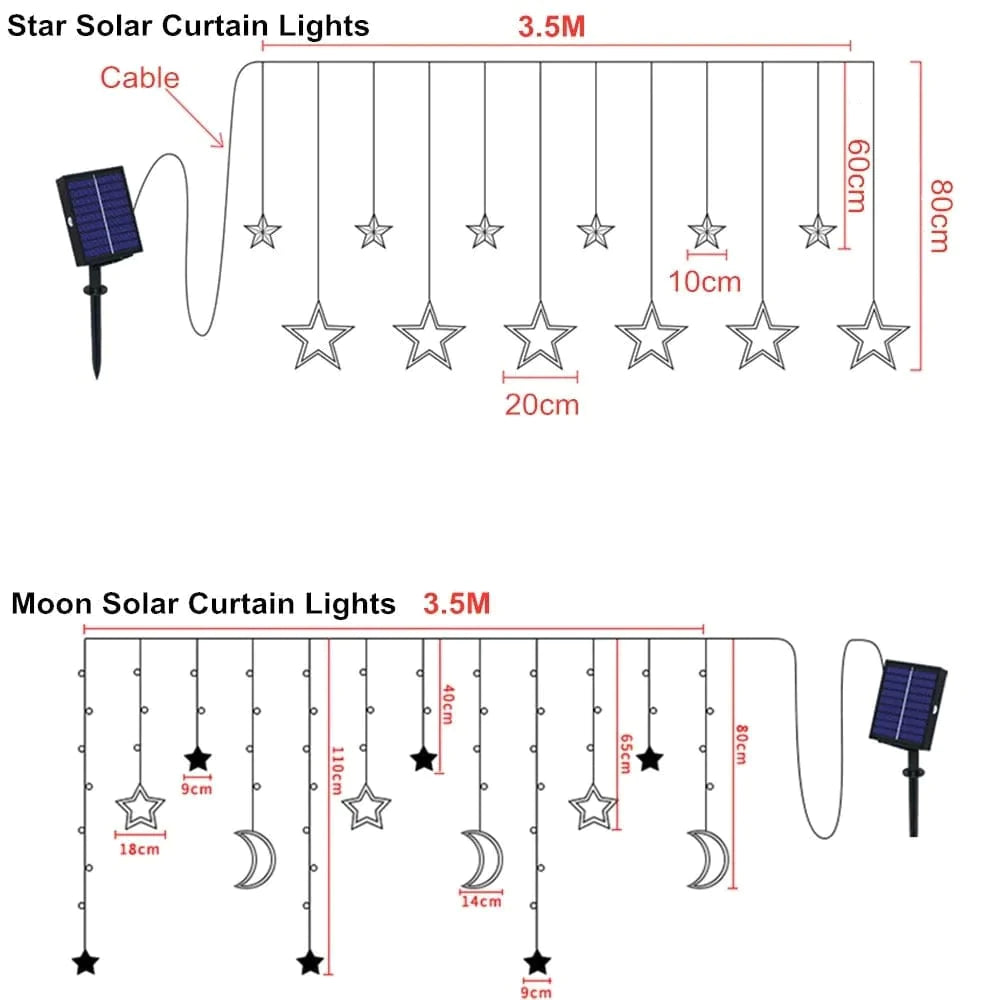 Moon & Star LED Curtain Lights