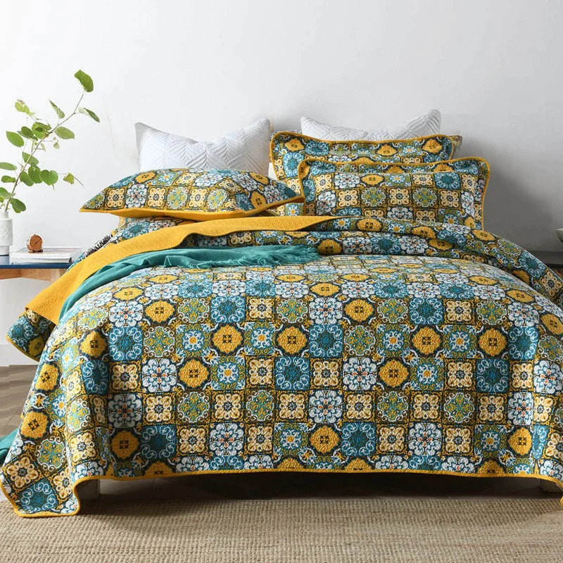 Mosaic Cotton Quilt Bedspread Set