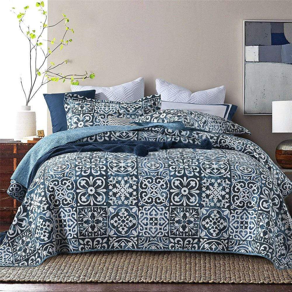 Mosaic Tiles Cotton Bedspread Quilts & Sets