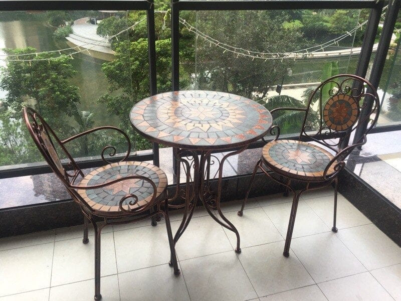 Mosaic Wrought Iron Balcony Table Set