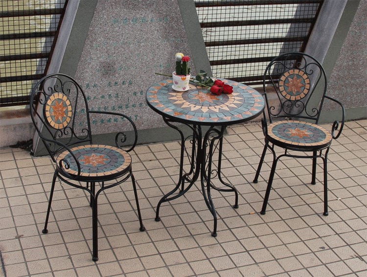 Mosaic Wrought Iron Balcony Table Set