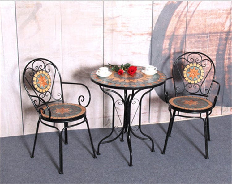 Mosaic Wrought Iron Balcony Table Set