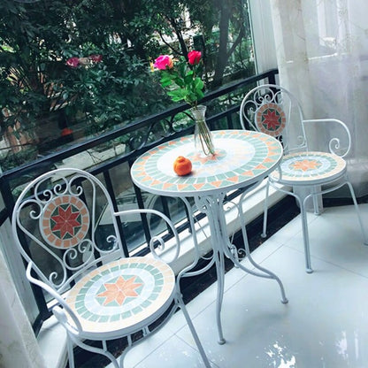 Mosaic Wrought Iron Balcony Table Set