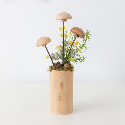 Mushroom Garden Vase Wood Craft Ornaments