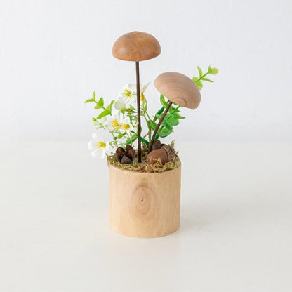 Mushroom Garden Vase Wood Craft Ornaments