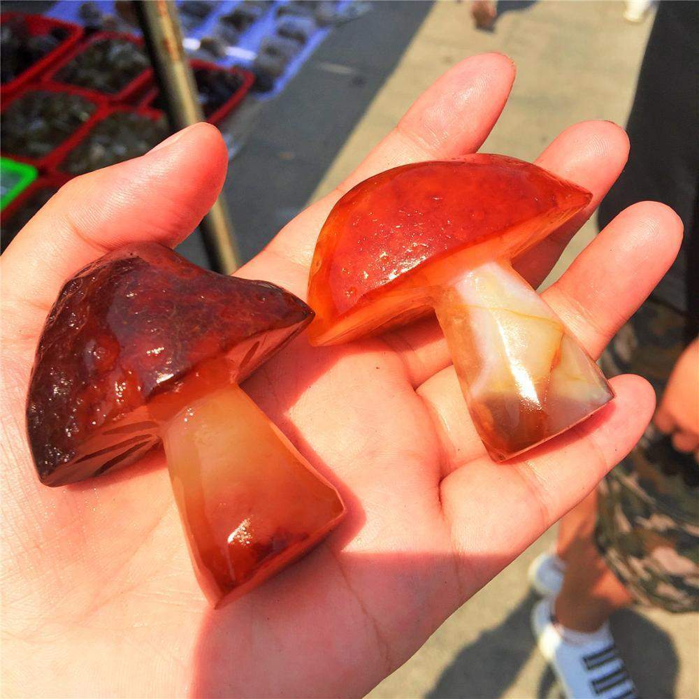 Mushroom Red Agate Carving