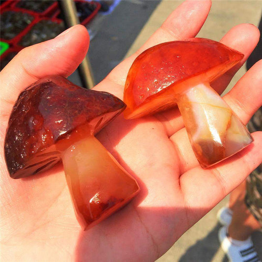 Mushroom Red Agate Carving