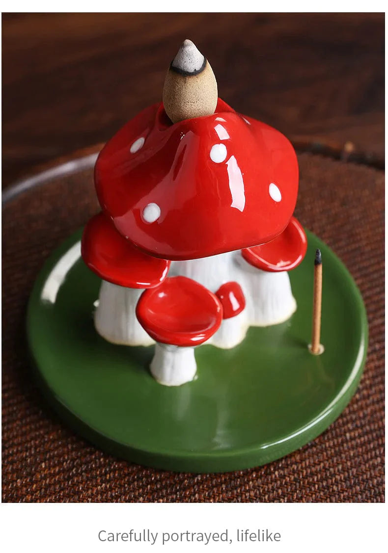 Mushroom Waterfall Incense Burner With Stick Holder