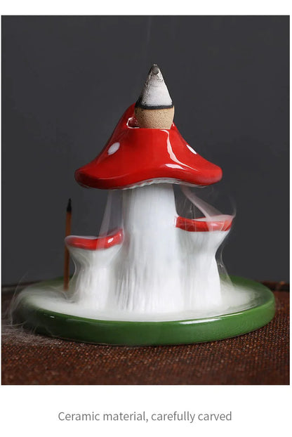 Mushroom Waterfall Incense Burner With Stick Holder