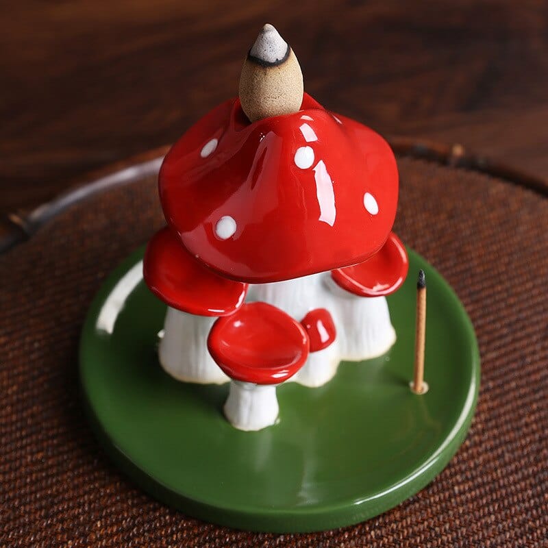 Mushroom Waterfall Incense Burner With Stick Holder