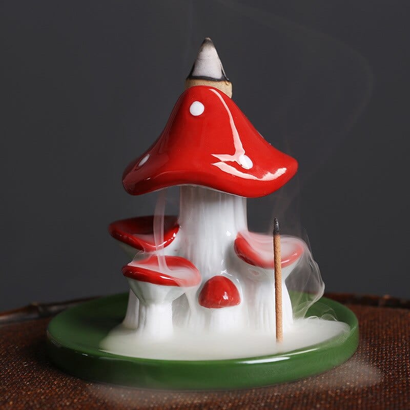 Mushroom Waterfall Incense Burner With Stick Holder