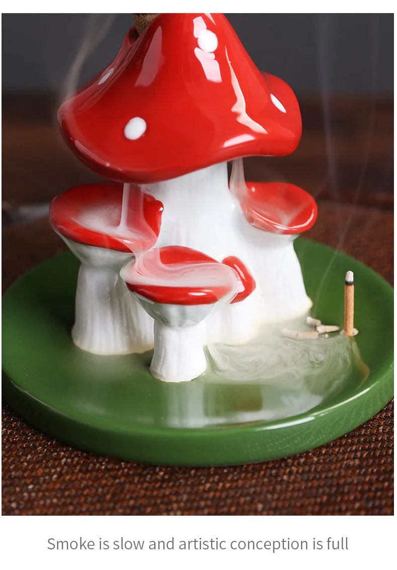 Mushroom Waterfall Incense Burner With Stick Holder