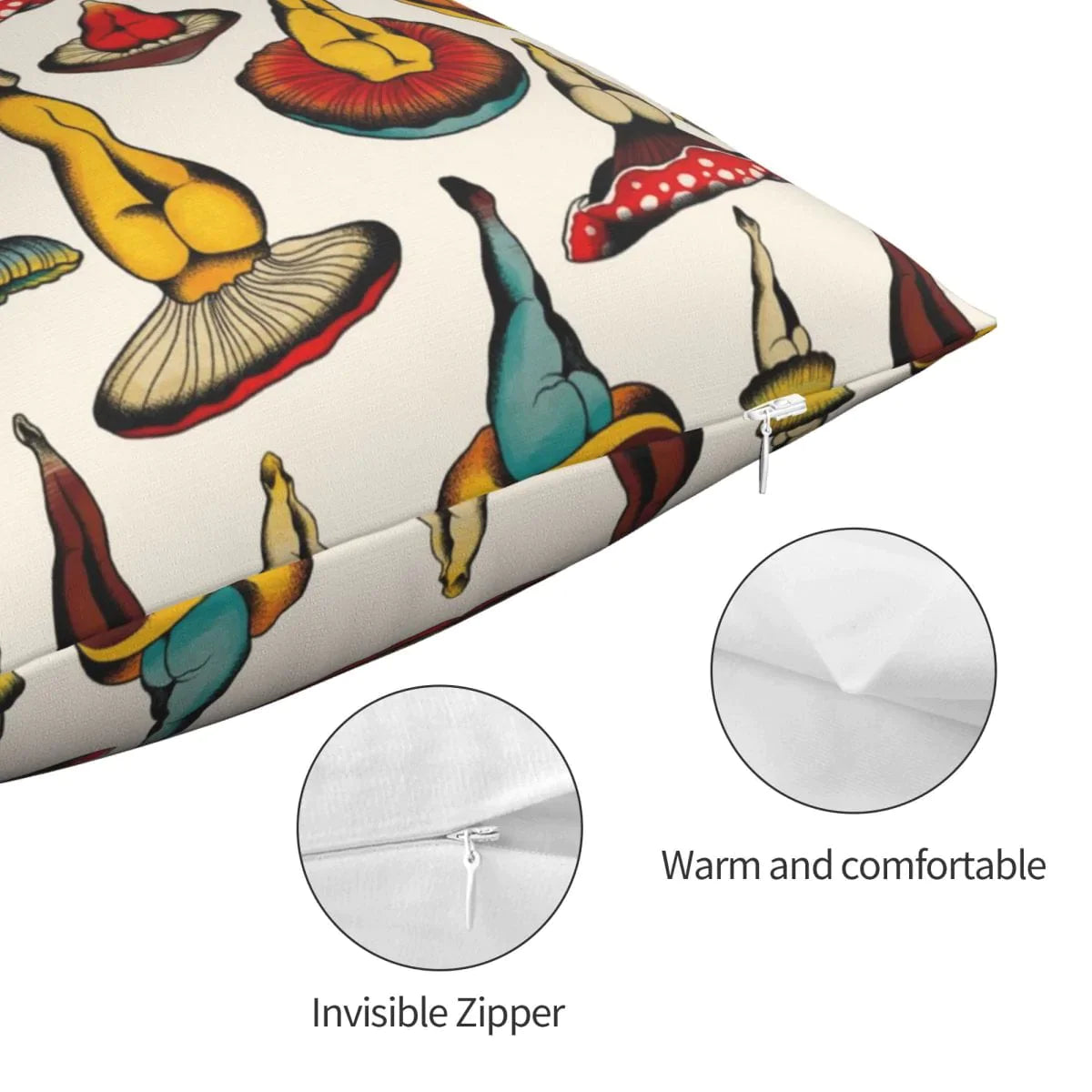 Mushrooms Lady Legs Cushion Cover