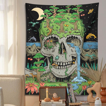 Mystic Night Forest Tapestry