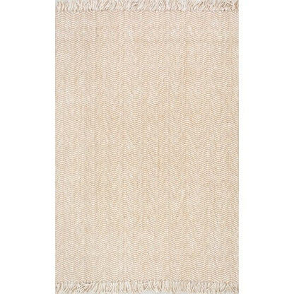 Natural Wavy Chevron Jute Area Rug