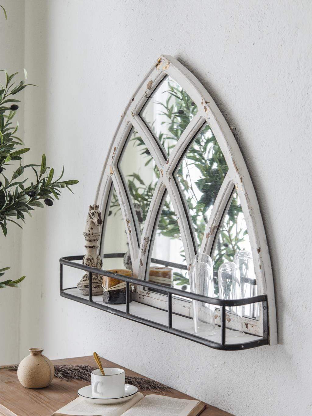 Natural Wood Arch Wall Mirror