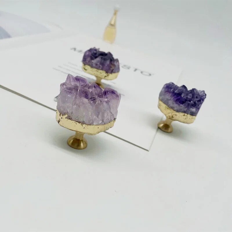 Natural amethyst drawer handle