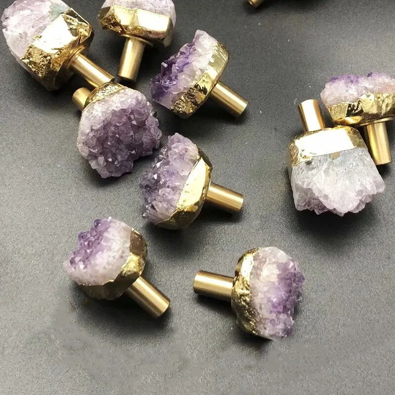 Natural amethyst drawer handle