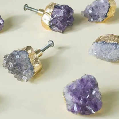 Natural amethyst drawer handle