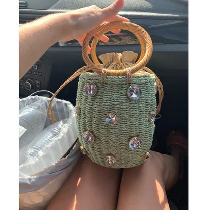 Beta Straw Bucket Bag