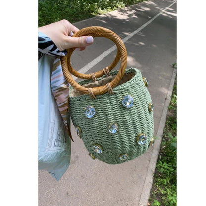 Beta Straw Bucket Bag