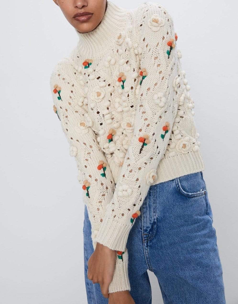 Nora Embroidery Knitted Sweater Sweater