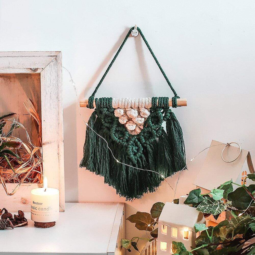 Nordic Dark Green Macrame Wall Tapestry