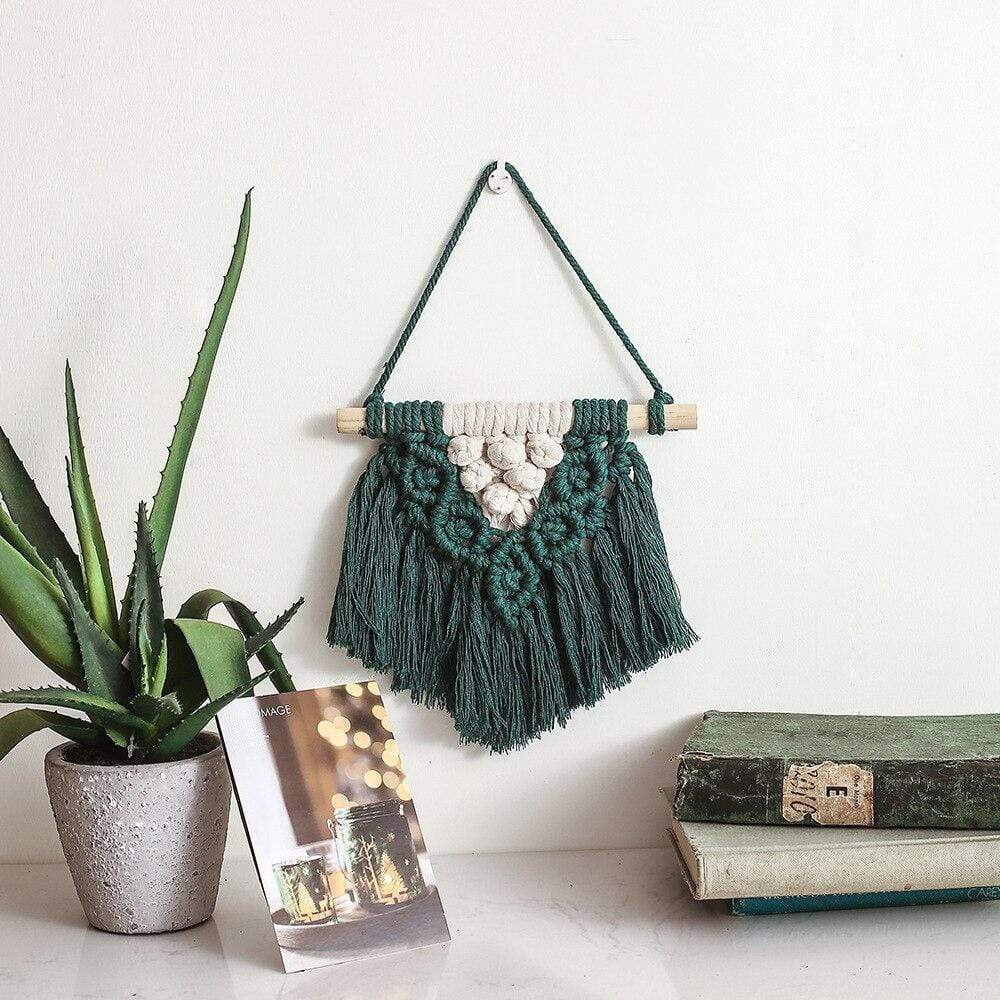 Nordic Dark Green Macrame Wall Tapestry