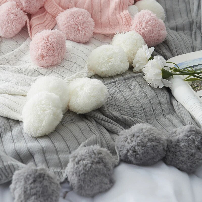 Pom Pom Throw Blanket Blankets & Throws