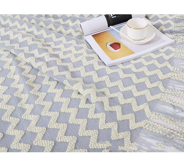 Nordic Knitted Zig Zag Bed Thread Blankets & Throws