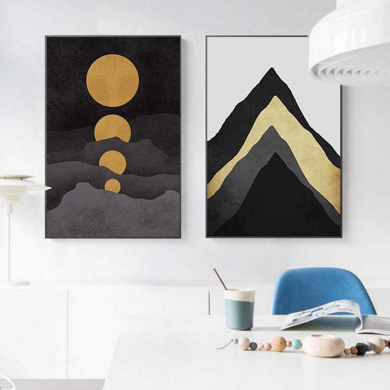 Nordic Style Moon Mountains Wall Art Canvas