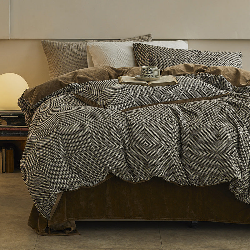 Waffle Jacquard Cotton Duvet Sheets Set