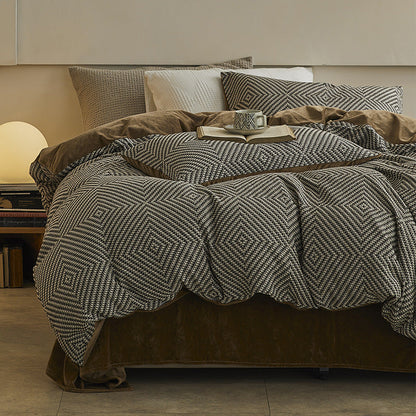 Waffle Jacquard Cotton Duvet Sheets Set