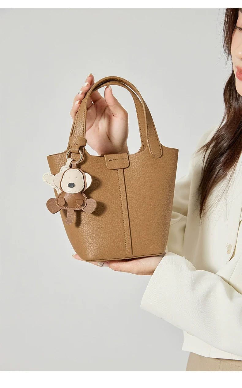 Versatile Bucket Leather Bag