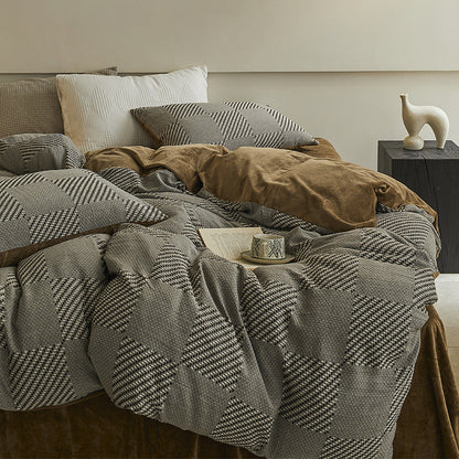 Waffle Jacquard Cotton Duvet Sheets Set