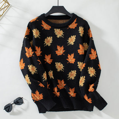 Autumn Maple Leaf Knitted Sweater